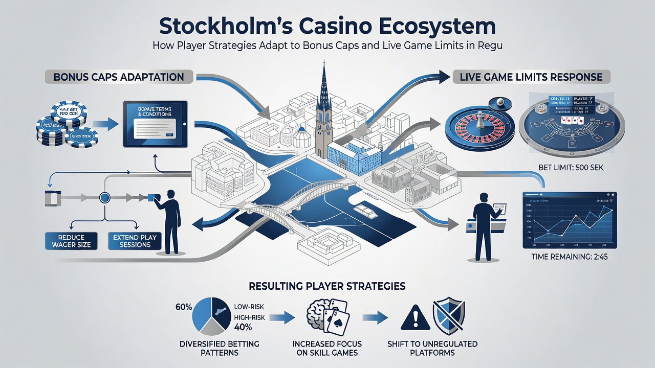 Players at live dealer blackjack tables in a Stockholm regulated casino adapting to bet limits